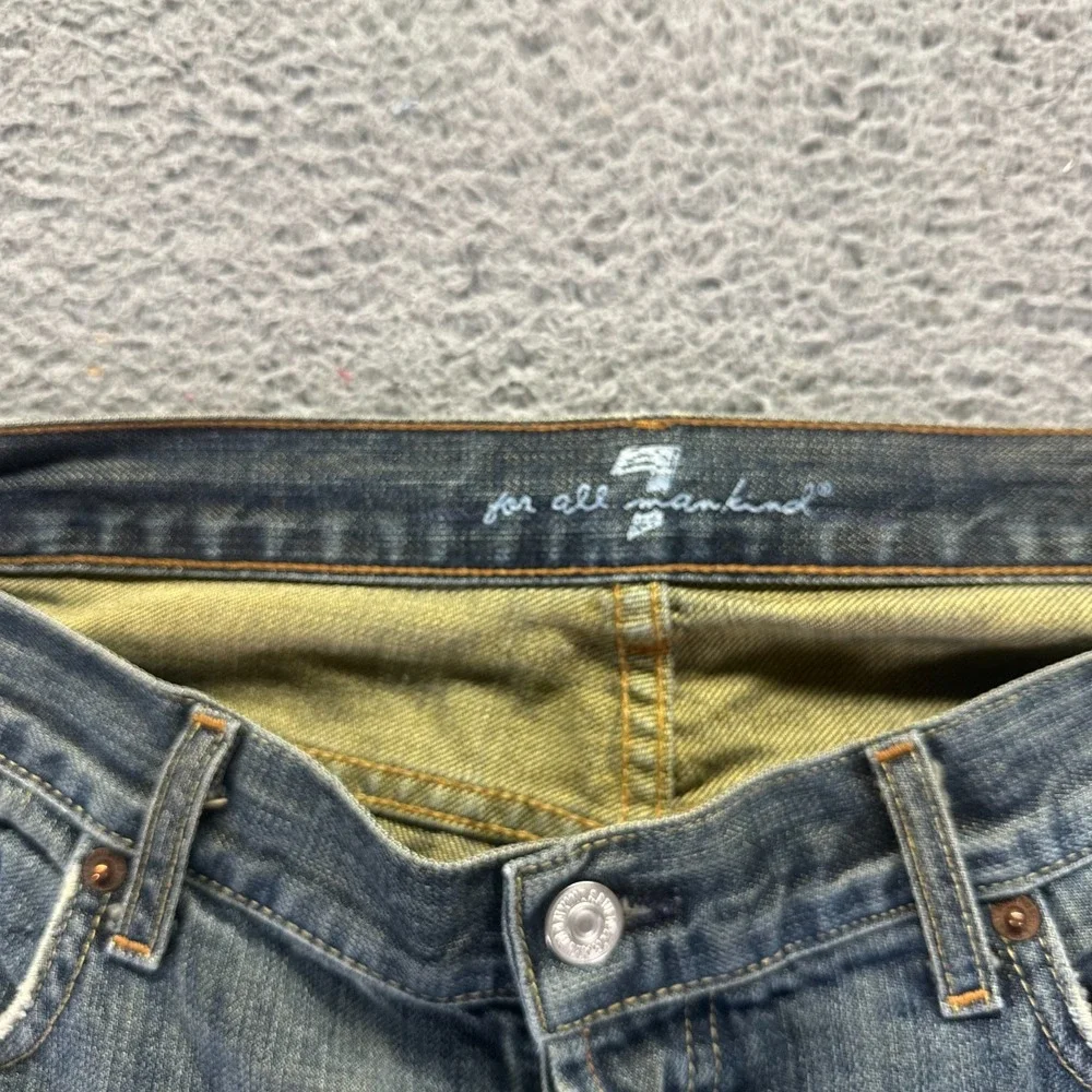 Vintage 7 For All Mankind Jeans Men 36x33 Blue Cotton Denim Straight Relaxed USA
